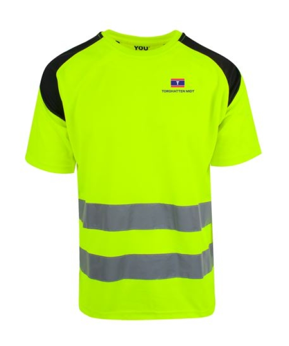 T-skjorte HIVIS Saftey gul m/kontrast