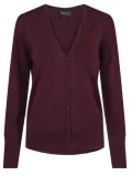 Cardigan dame, kort, m/knapper, Burgunder