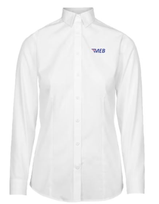 Classic  bluse dame, lang erm, hvit