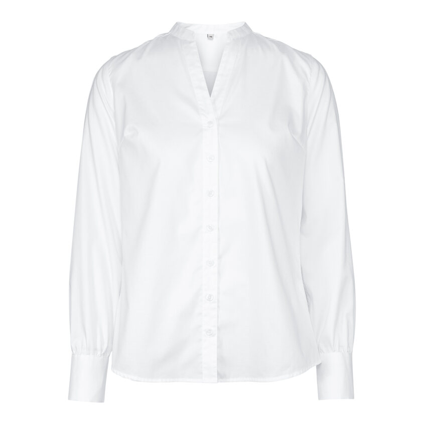 Brilliant bluse v-hals dame, hvit, lang erm
